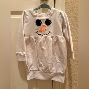 Girls' White Snowman Face Casual Dress